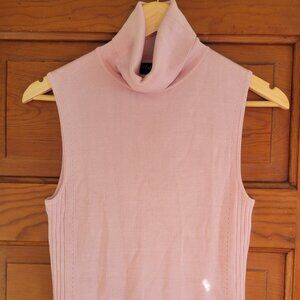 Baby Pink Ann Taylor Turtleneck Silk Sleeveless Top Sz M